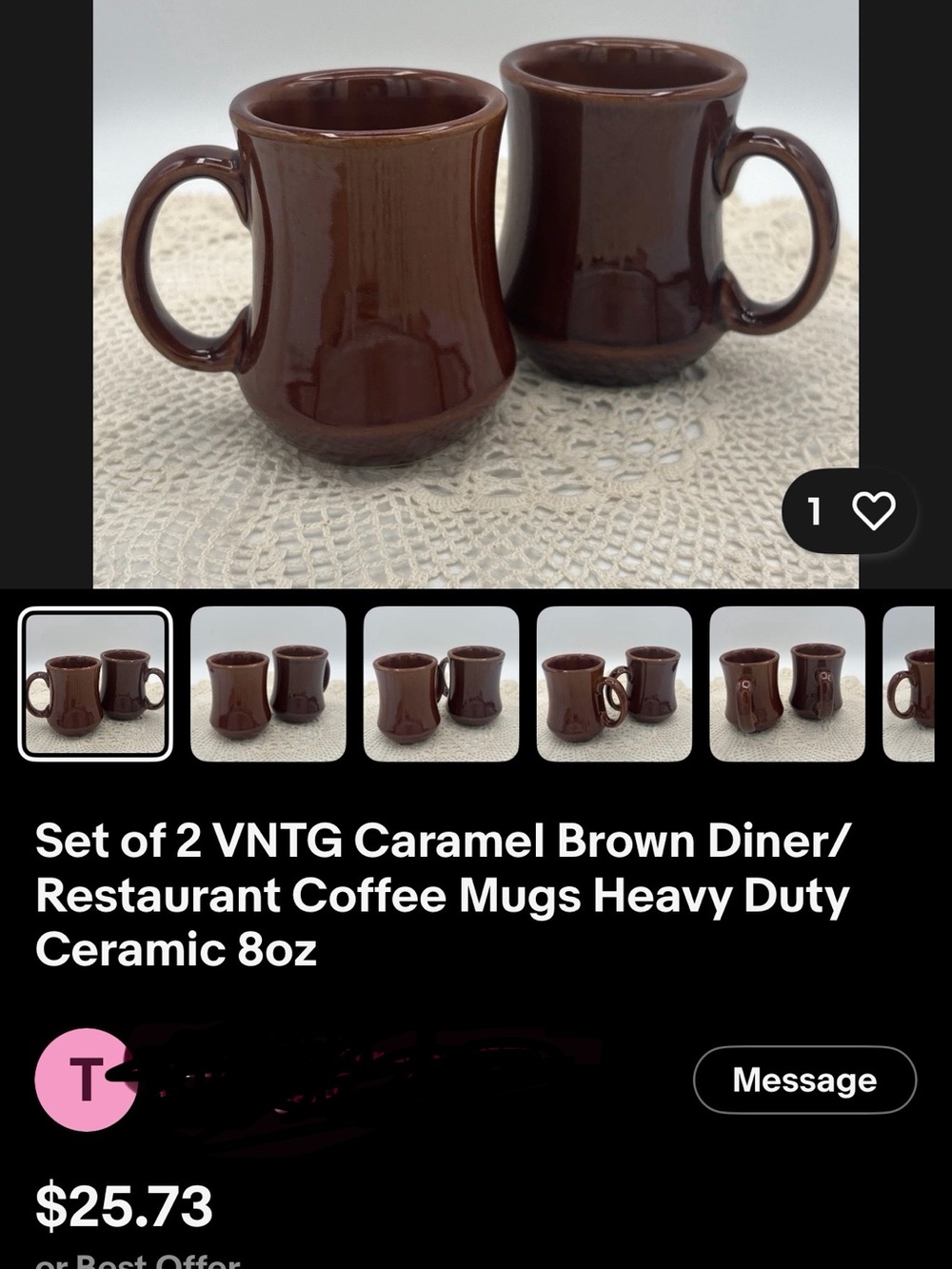 Classic Brown Ceramic Coffee Mugs - Set of 2 - Picture 8 of 8